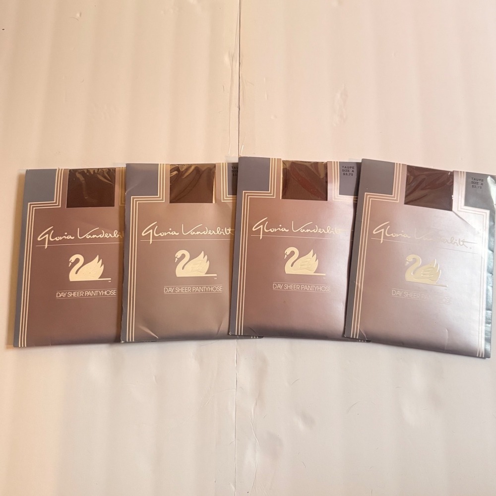 4Pk Gloria Vanderbilt Vintage Day Sheer Pantyhose Taupe Size A Sandalfoot USA